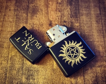 Supernatural Engraved Matte Black Lighter: Sam and Dean Gift