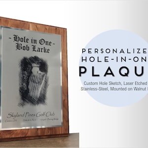 Hole-in-One personalisierte Skizze und Gedenkplakette, Golfer Geschenke, Vatertag, Geschenk für Ehemann, benutzerdefinierte Golfkurs, Golf Karte