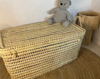 Moroccan palm leaf trunk – Handmade artisanal storage basket