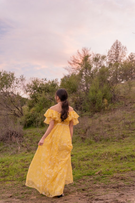 60’s/70’s Vintage Sylvia Ann Yellow Ruffle Dress
