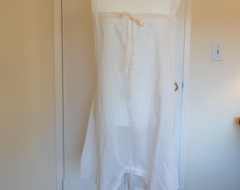 Antique 1920s White Cotton Step-in Romper/ Teddy