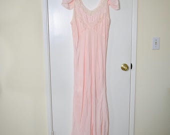 Antique 1930s Soft Pink Nightgown Bias Cut