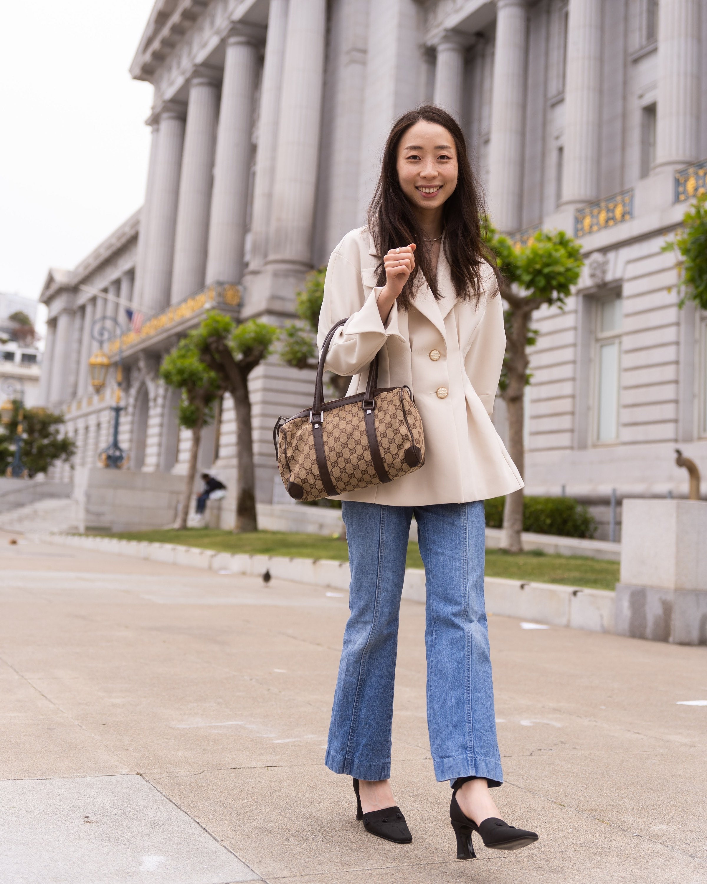 Gucci Vintage Web Medium Boston Bag in Brown