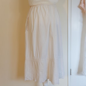 Antique Edwardian White Cotton Skirt with Crochet Lace