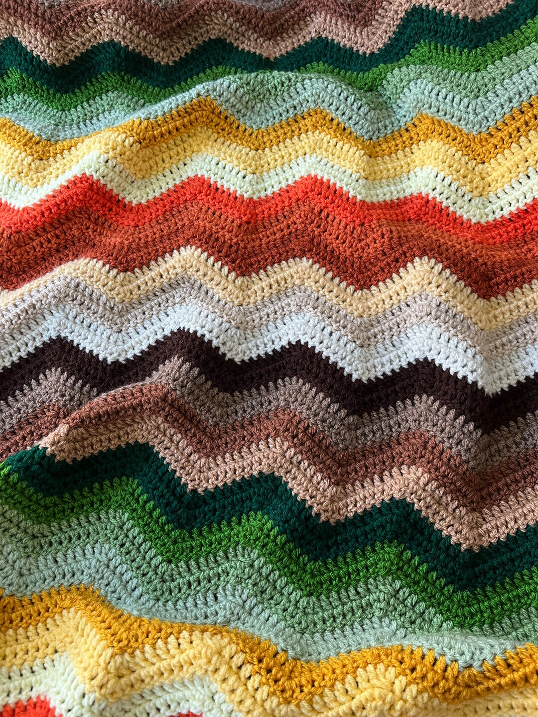 Handmade Crocheted Ripple Pattern Retro Afghan 50”x 62” - Etsy