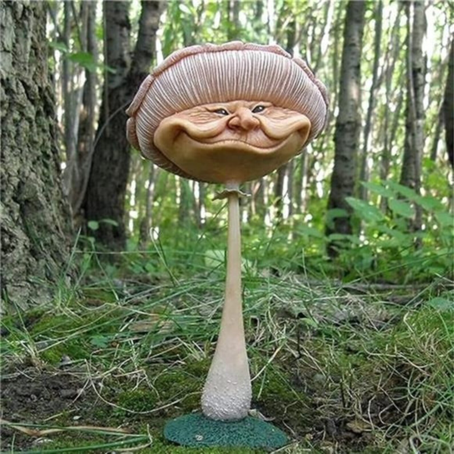 Miniature Happy Mushrooms Resin Garden Statue Funny Mushroom Etsy