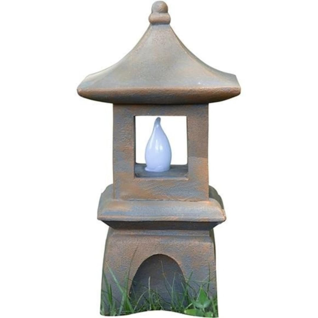 Pagoda Garden Statues Outdoor Solar Powered Statue Japanese Etsy