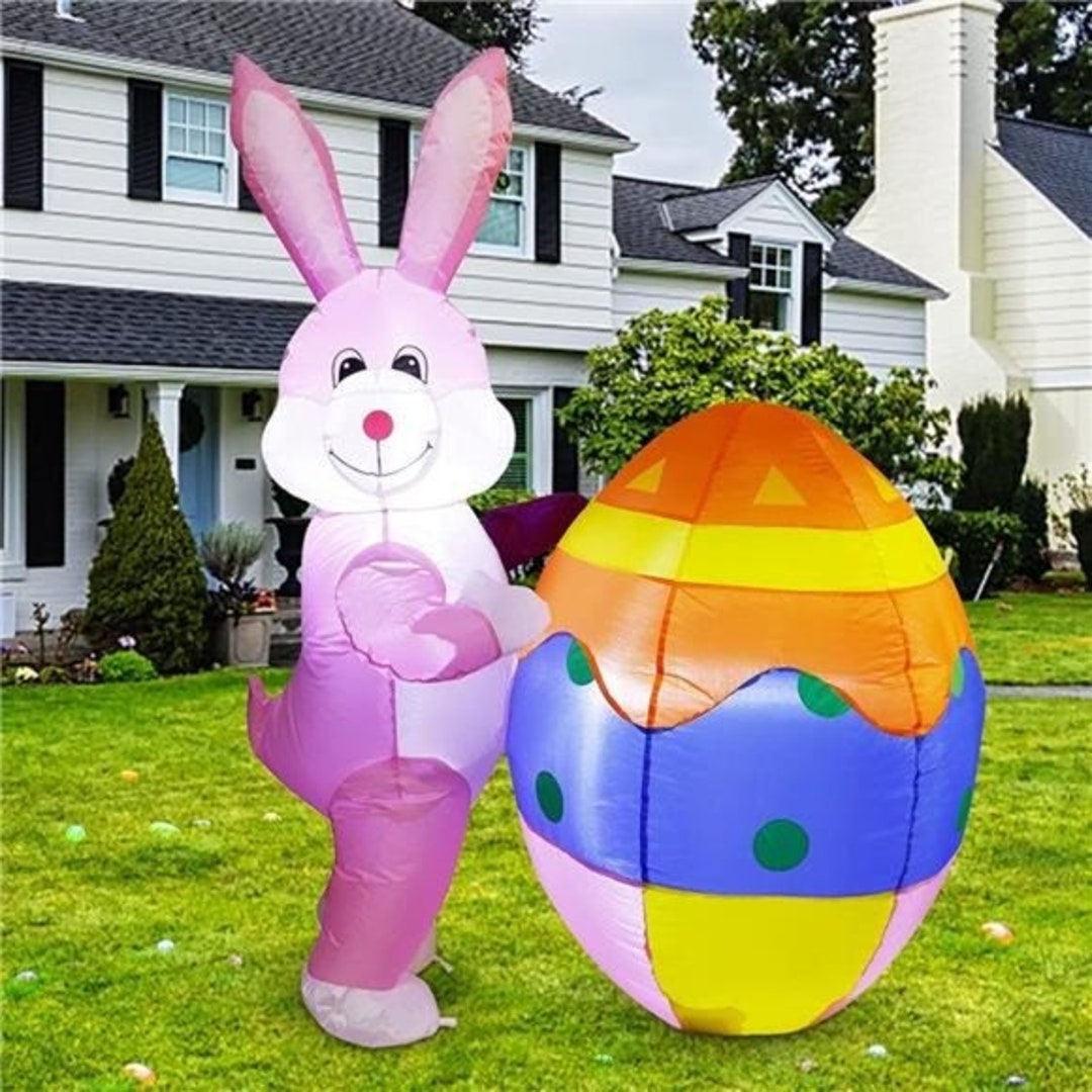 4 FT Lighted Inflatable Easter Bunny With Egg Easter Blow up Etsy