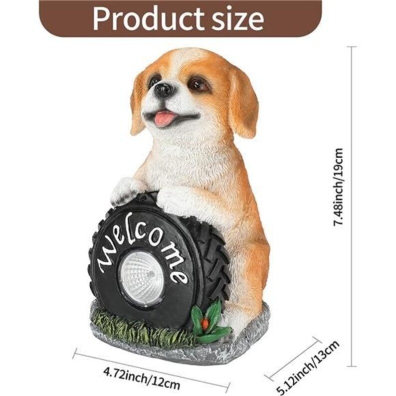 Solar Garden Statues Dog Puppy Resin Garden Etsy