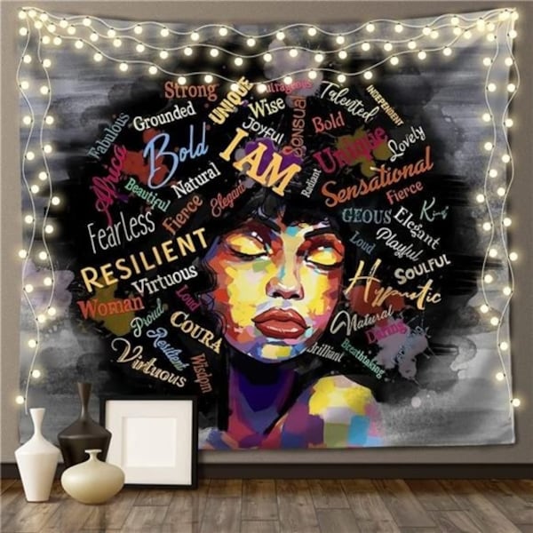 Black Woman African Tapestry Wall Hanging Etsy