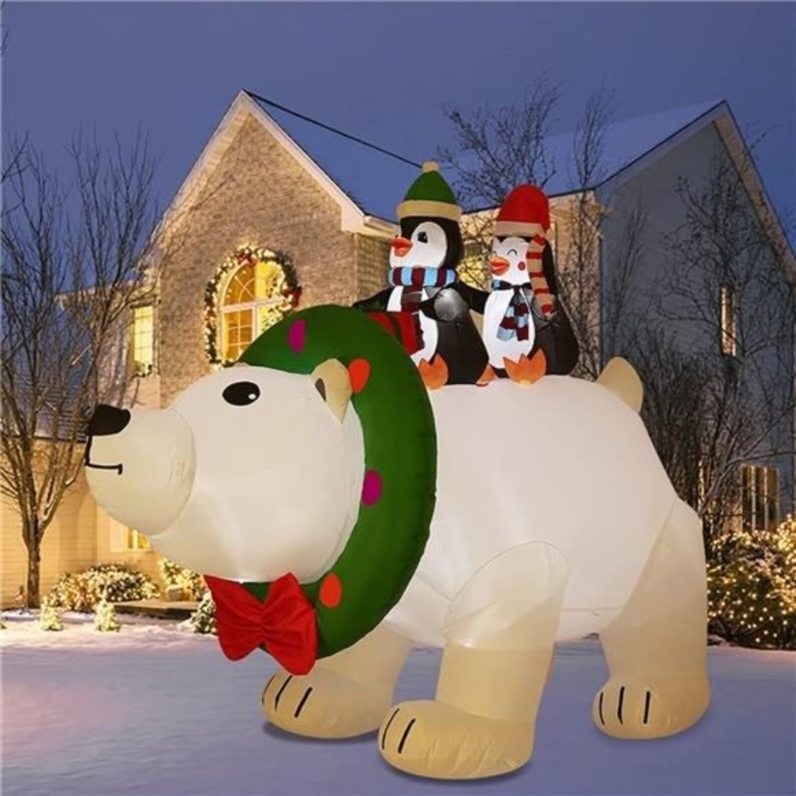 8FT Christmas Inflatable Polar Bear With Penguin Outdoor Etsy