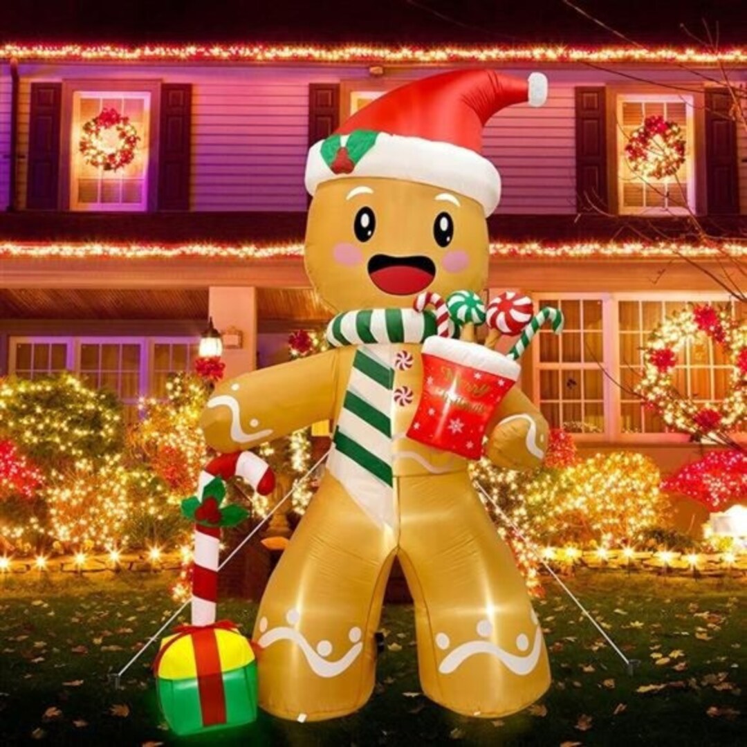 Christmas Inflatables Outdoor Decorations Gingerbread Man 8FT Etsy