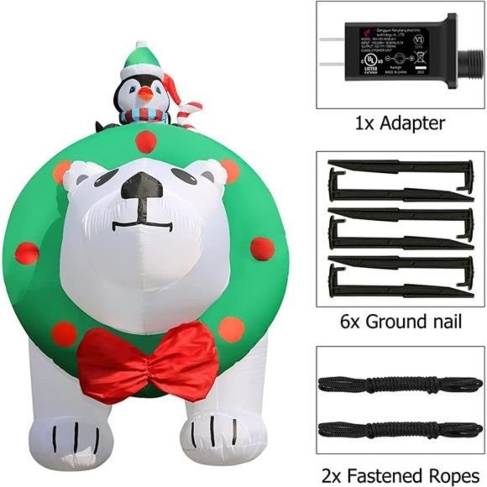 8FT Christmas Inflatable Polar Bear With Penguin Outdoor Etsy