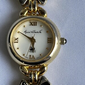 Vintage Gloria Vanderbilt Watch: Black & White Enamel Bow, 7" image 5