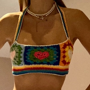 Rainbow Love Heart Crochet Top