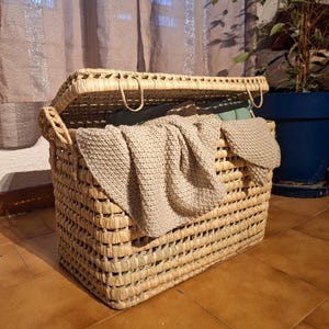 Handgemaakte rieten opbergkoffer – Boho decoratieve mand van natuurlijke vezels