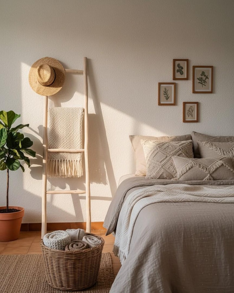 Échelle décorative en bois naturel