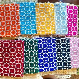 Moroccan Brocade Velvet Zipper Pouch – 10 Refined Shades, Unique Handmade Creation