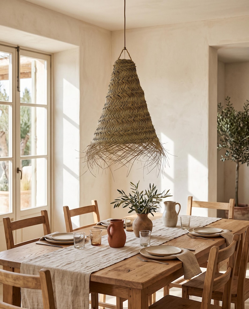 Suspension en feuille de palmier avec franges