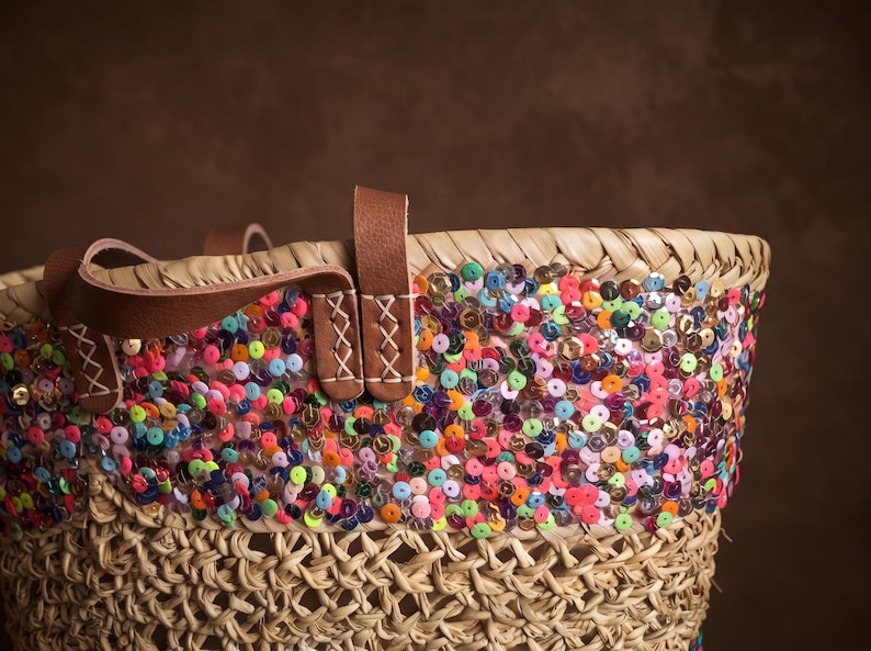 Sac Cabas en Paille Brodé de Sequins
