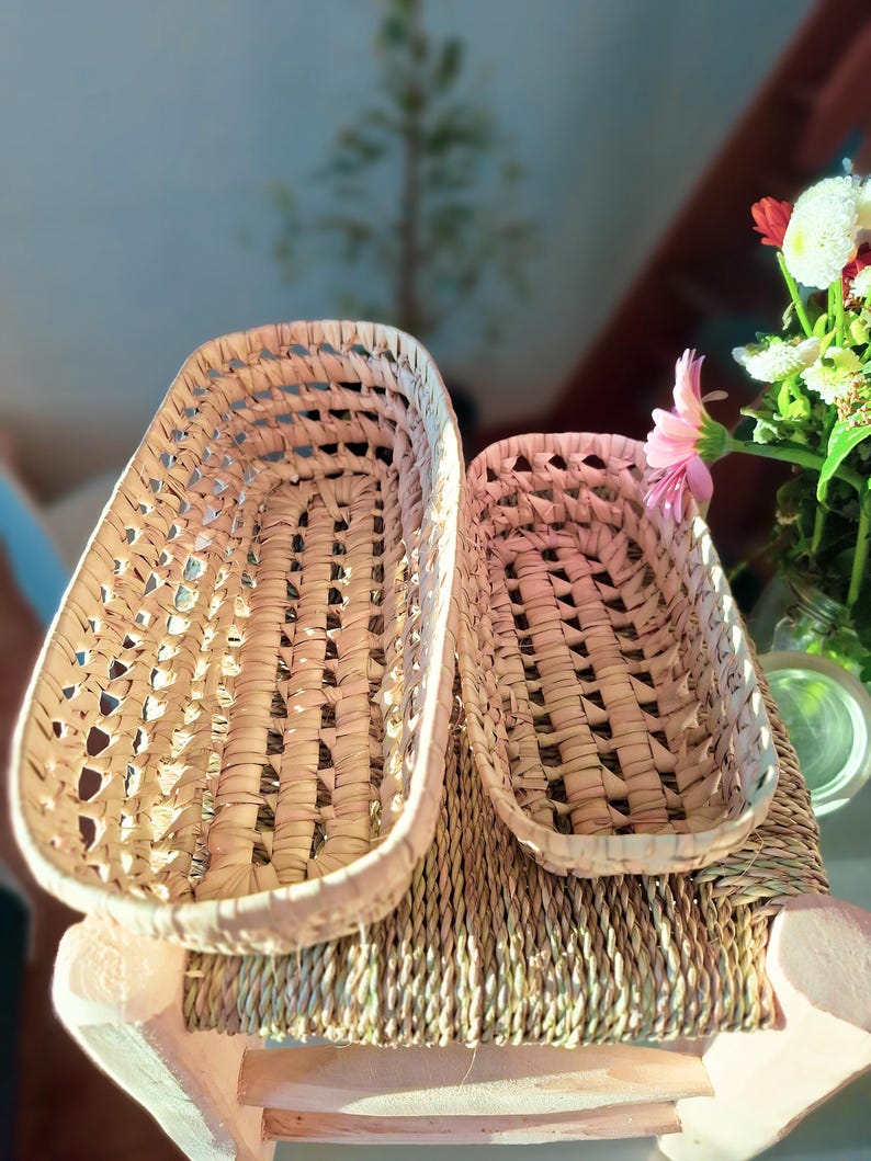 Panier tressé à la main en feuilles de palmier