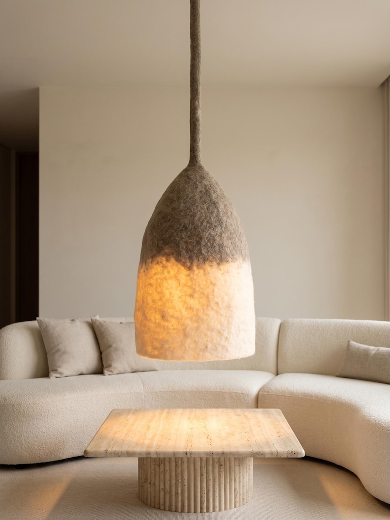 Marocain Suspension en Laine Feutrée Écru