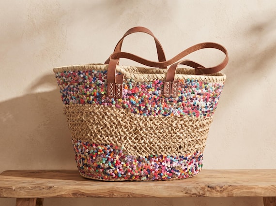 Sac Cabas en Paille Brodé de Sequins