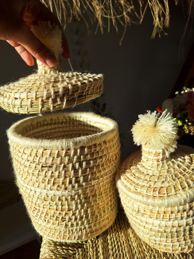 Panier artisanal berbère marocain avec couvercle