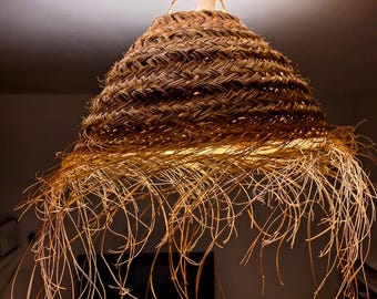 Woven straw ball pendant light – Boho lampshade for a natural and warm atmosphere