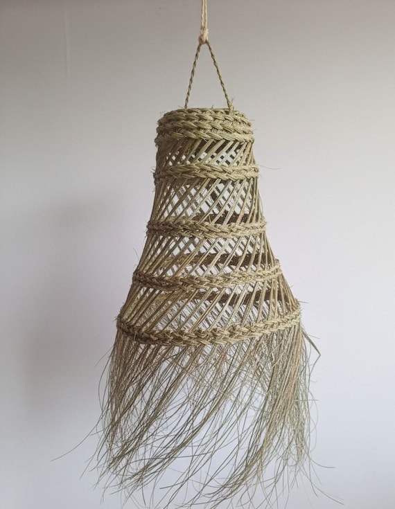 Suspension Luminaire Cône en Feuille de Palmier