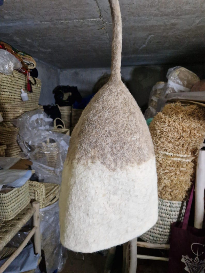 Marocain Suspension en Laine Feutrée Écru