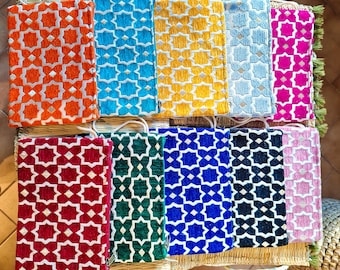 Pochette Zippée Velours Brocard Marocain