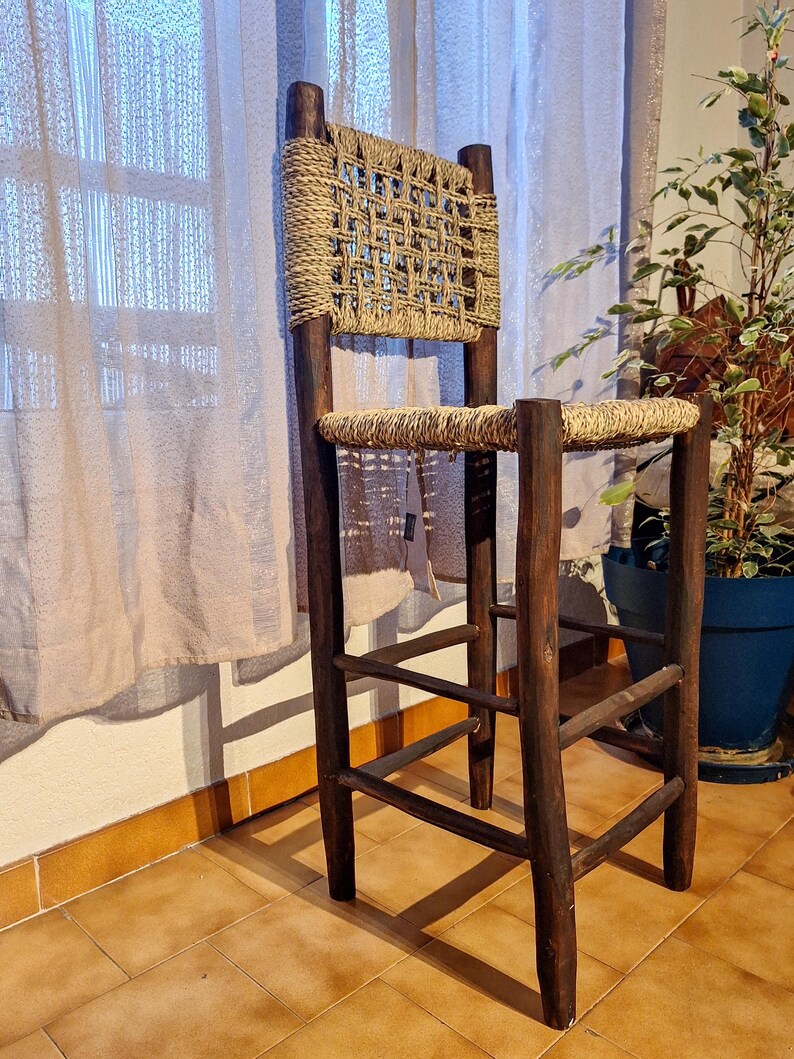 Tabouret de comptoir tressé à la main – Style Méditerranéen et Authentique