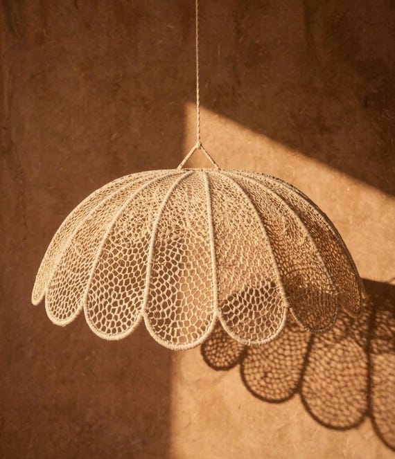 Suspension en Raphia Naturel Tressé Main