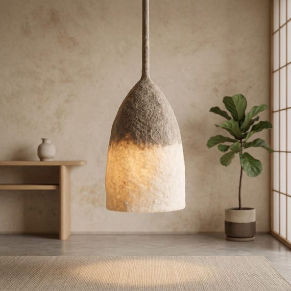 Marocain Suspension en Laine Feutrée Écru