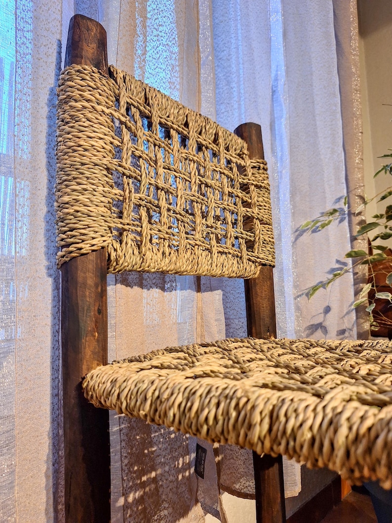 Tabouret de comptoir tressé à la main – Style Méditerranéen et Authentique