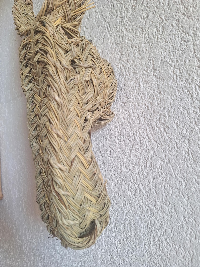 Trophée Mural Tête d'Âne en Paille Tressée
