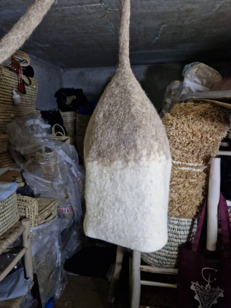 Marocain Suspension en Laine Feutrée Écru