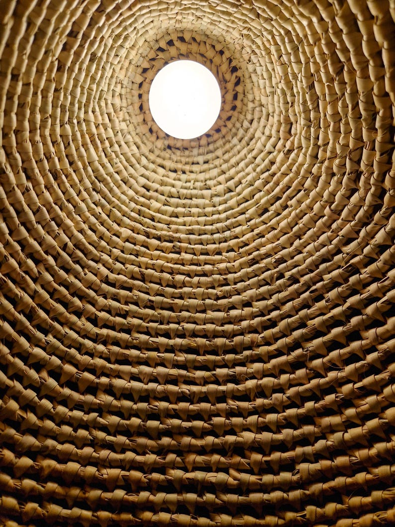 Suspension Conique Feuille de Palmier - Abat-jour Artisanal Naturel - Luminaire Bohème Fait Main