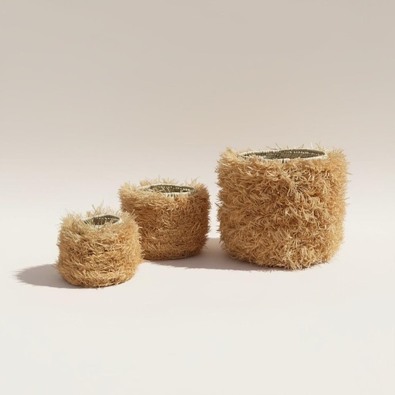Lot de 3 paniers en osier naturel
