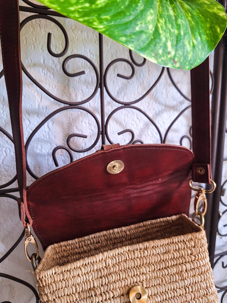 Sac bandoulière paille et cuir