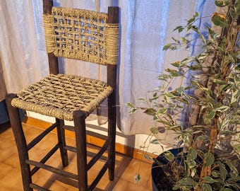 Tabouret de comptoir tressé à la main – Style Méditerranéen et Authentique