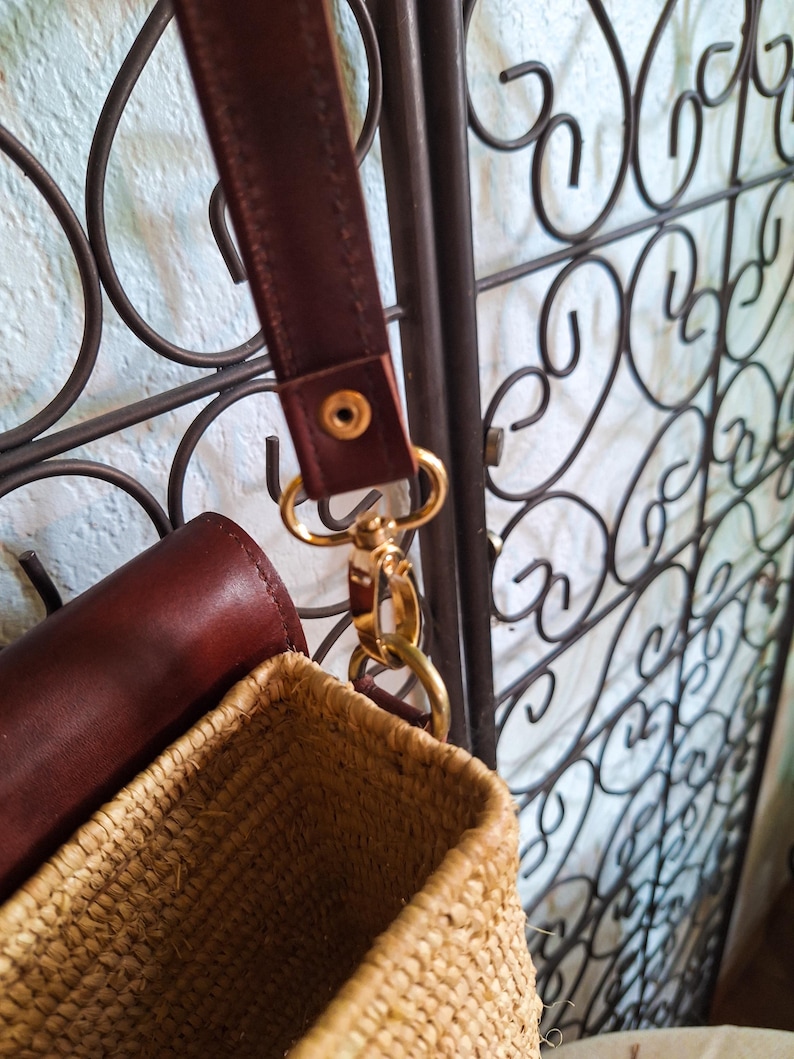 Sac bandoulière paille et cuir