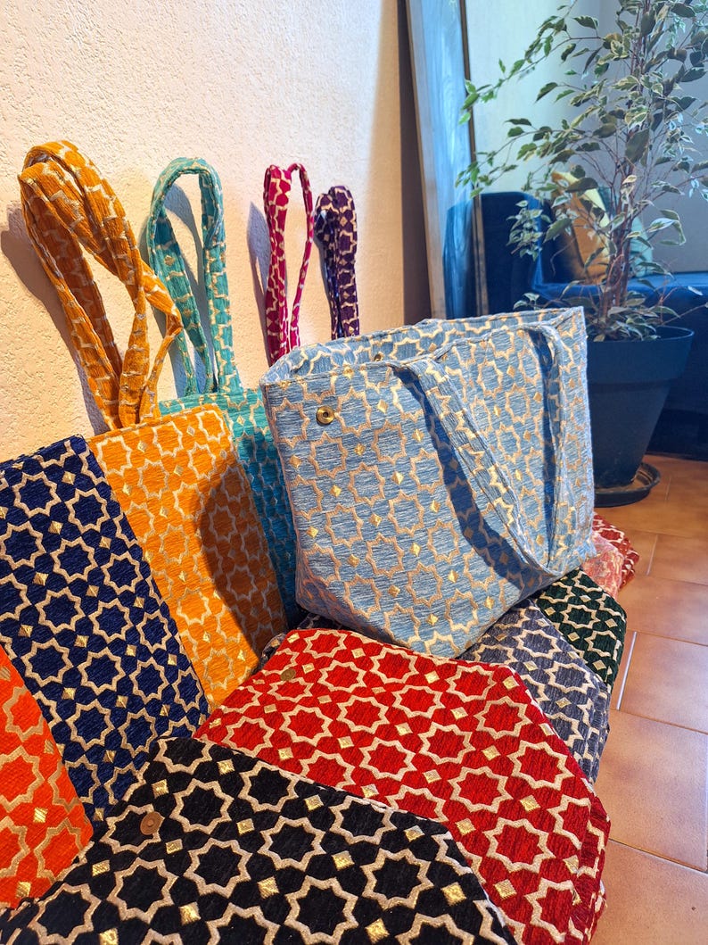 Grand Sac Cabas Marocain Brodé Main