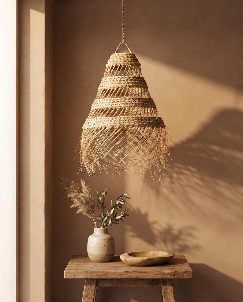Suspension en Feuille de Palmier Tressée