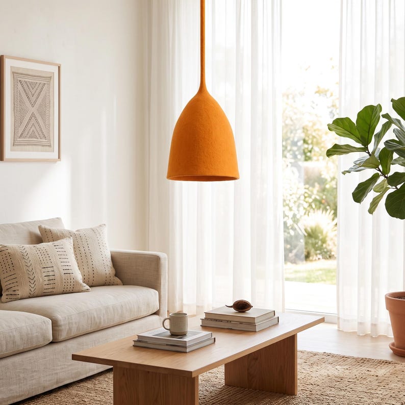 Suspension en Laine Feutrée Orange
