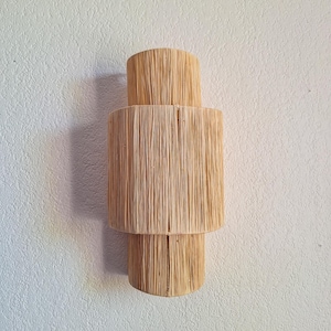 Handmade Raffia Wall Sconce - Natural Boho Chic Wall Decor - Moroccan Handcrafted Hanging Lampshade