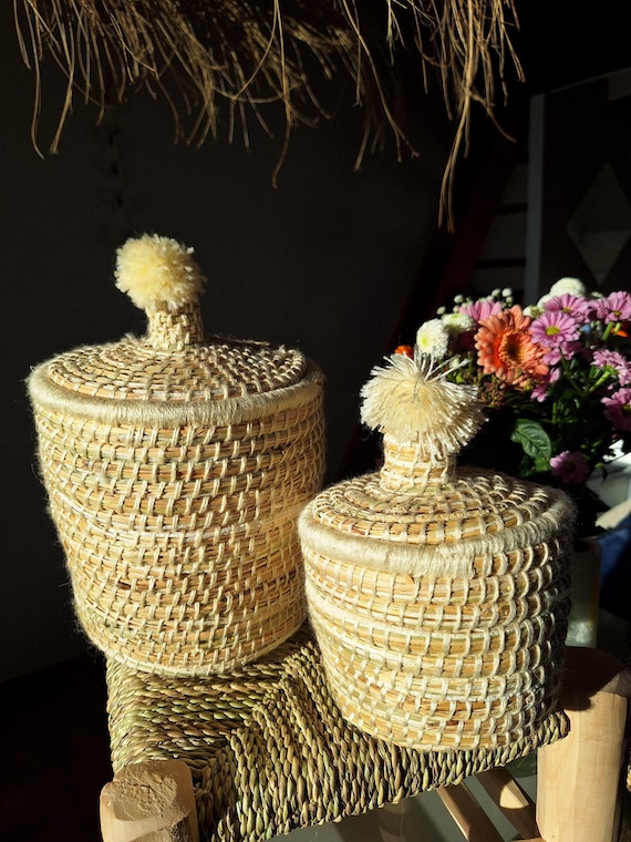Panier artisanal berbère marocain avec couvercle