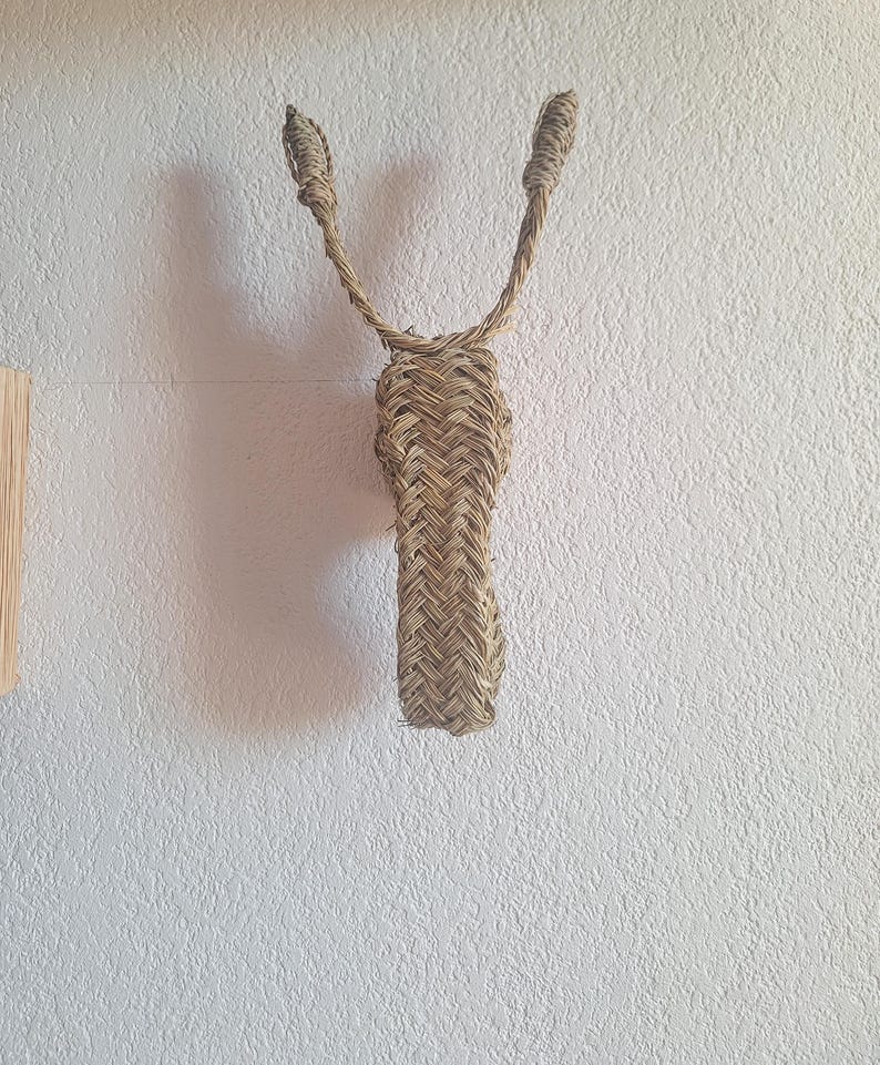 Trophée Mural Tête d'Âne en Paille Tressée