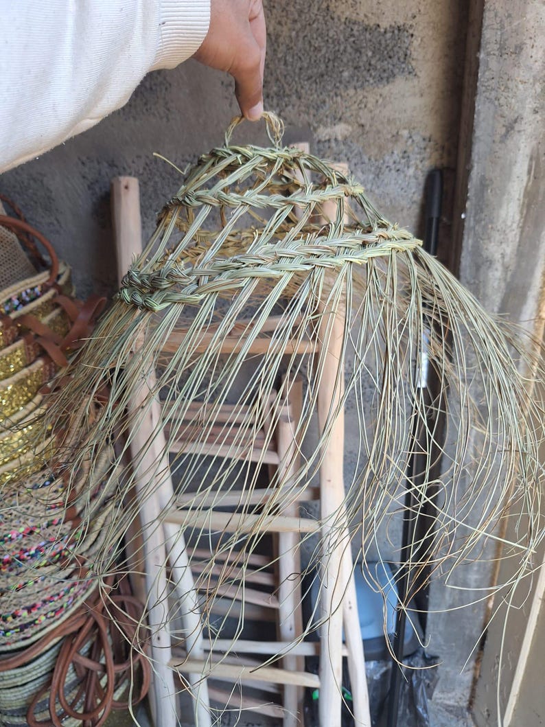 Marocain Openwork Paille Suspension Artisanale